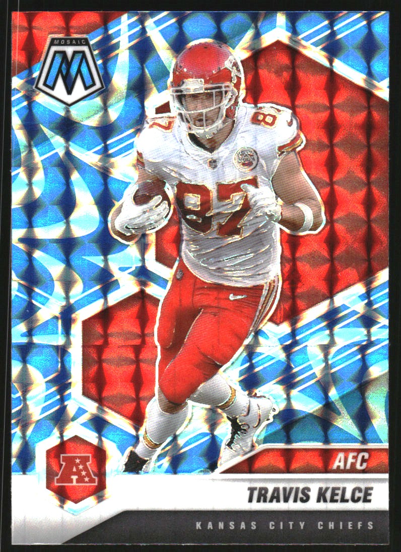 2021 Panini Mosaic Mosaic Reactive Blue #240 Travis Kelce AFC