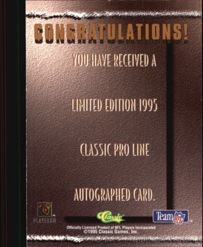 1995 Pro Line Autographs #104 Errict Rhett/1400 back image