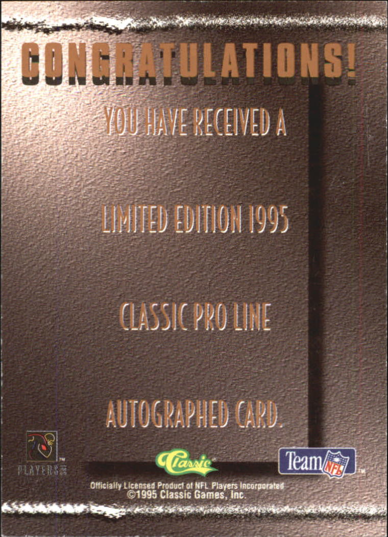 1995 Pro Line Autographs #111C Chris Slade/750AP back image