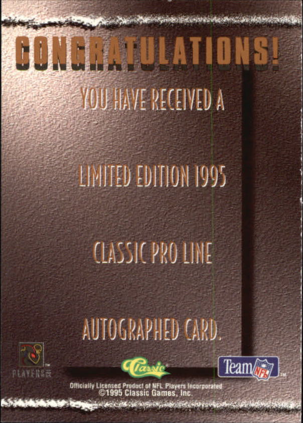1995 Pro Line Autographs #126 Calvin Williams/1200 back image