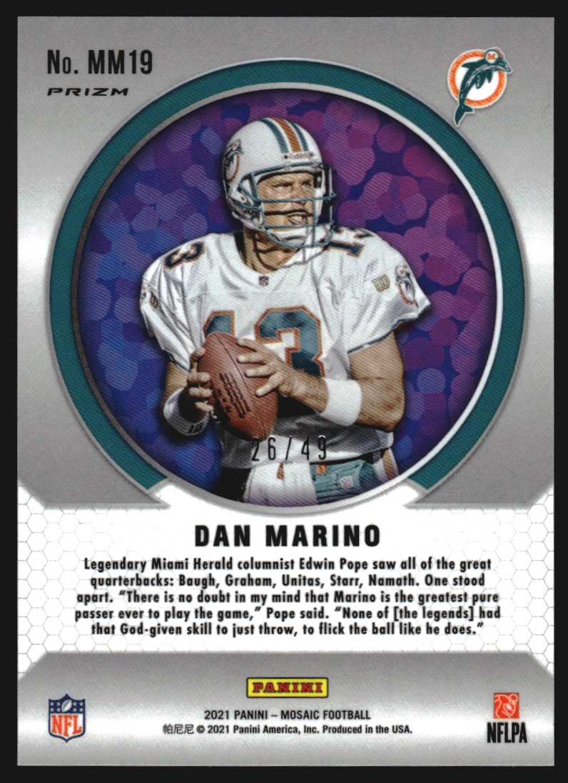 2021 Panini Mosaic Men of Mastery Mosaic Purple #19 Dan Marino
