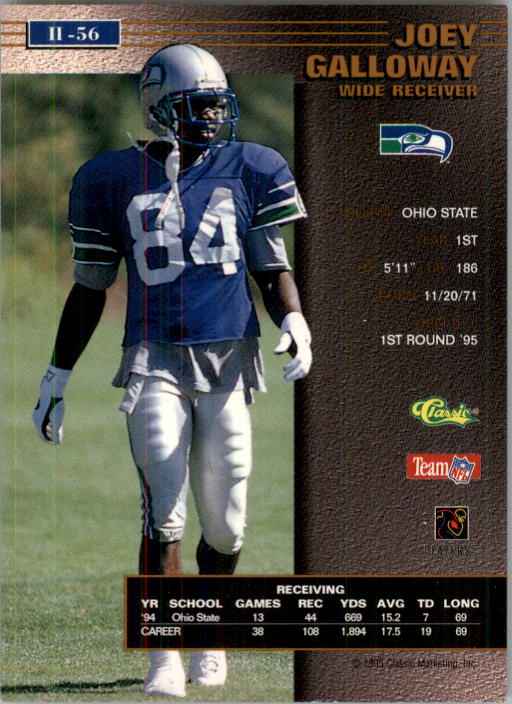 1995 Pro Line Series 2 Printer's Proofs #56 Joey Galloway back image