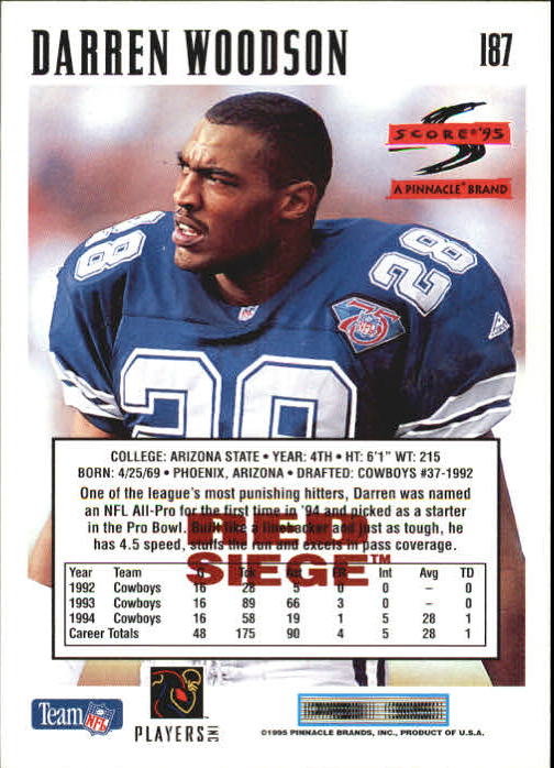 1995 Score Red Siege #187 Darren Woodson