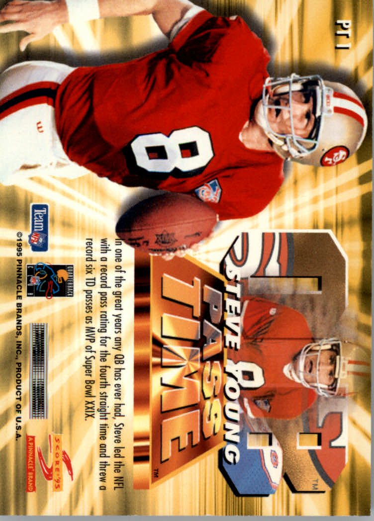 1995 Score Pass Time #PT1 Steve Young back image