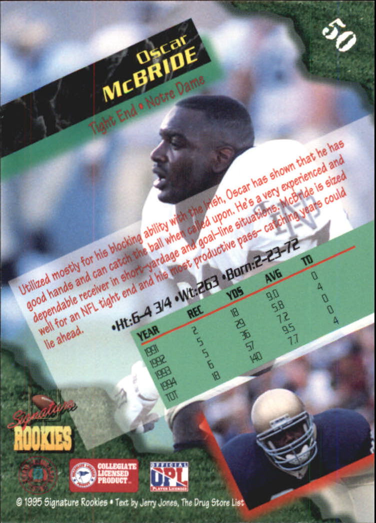 1995 Signature Rookies Autographs #50 Oscar McBride back image