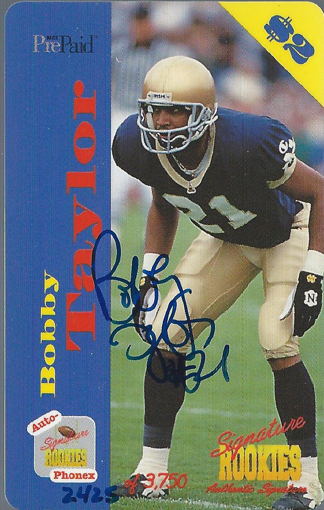 1995 Signature Rookies Auto-Phonex Phone Card Autographs #34 Bobby Taylor