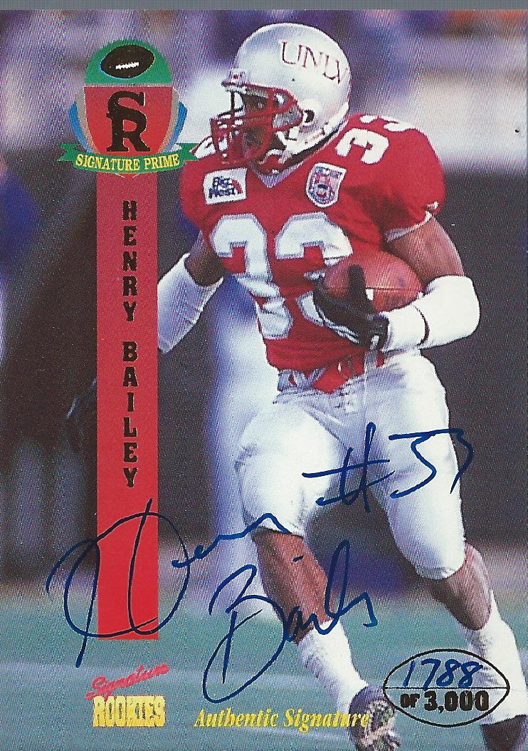 1995 Signature Rookies Signature Prime Autographs #3 Henry Bailey