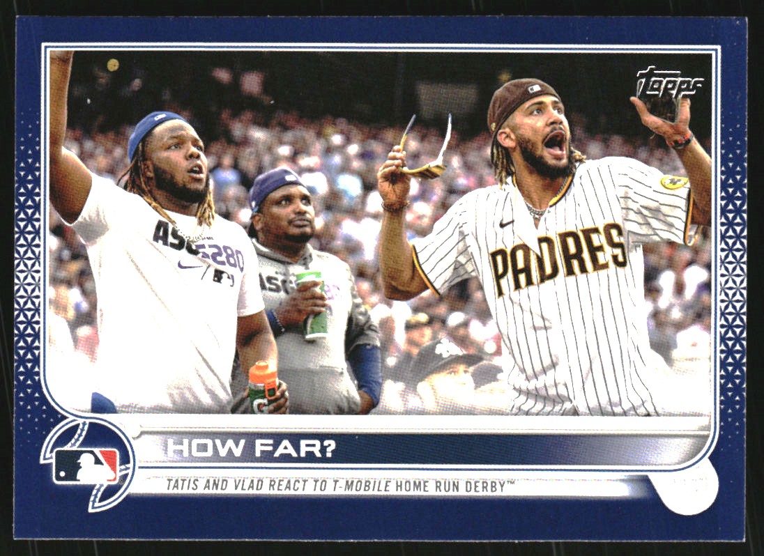 2022 Topps Royal Blue #320 How Far?/Vladimir Guerrero Jr./Fernando Tatis Jr.