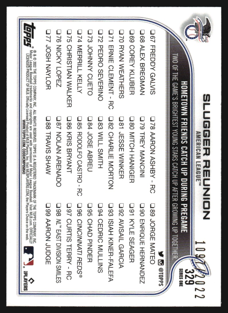 2022 Topps Gold #329 Slugger Reunion/Wander Franco/Vladimir Guerrero Jr.