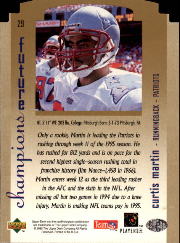 1995 SP Championship Die Cuts #29 Curtis Martin back image