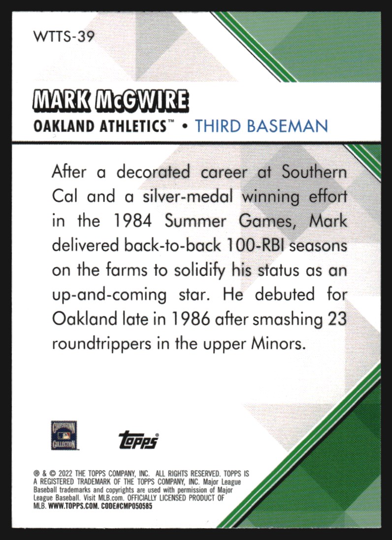 2022 Topps Welcome to the Show #WTTS39 Mark McGwire