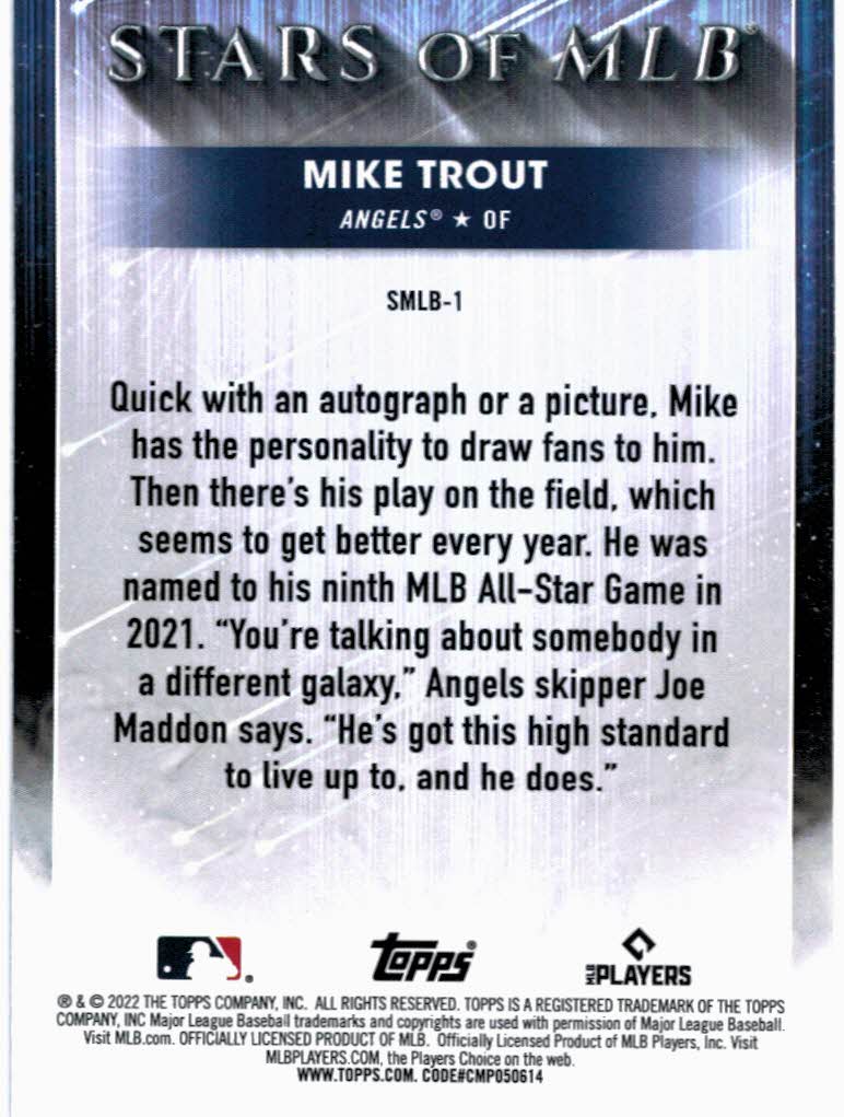  2022 Topps Stars of MLB #SMLB-1 Mike Trout Los Angeles