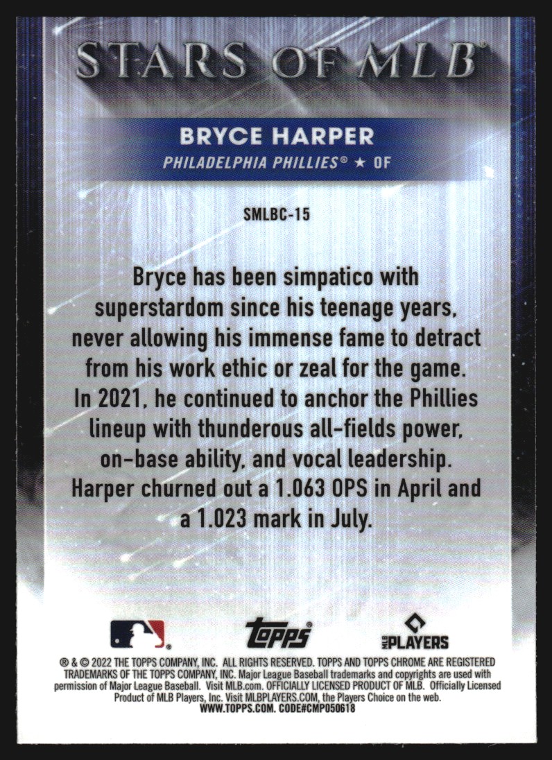 2022 Topps Stars of MLB Chrome #SMLBC15 Bryce Harper