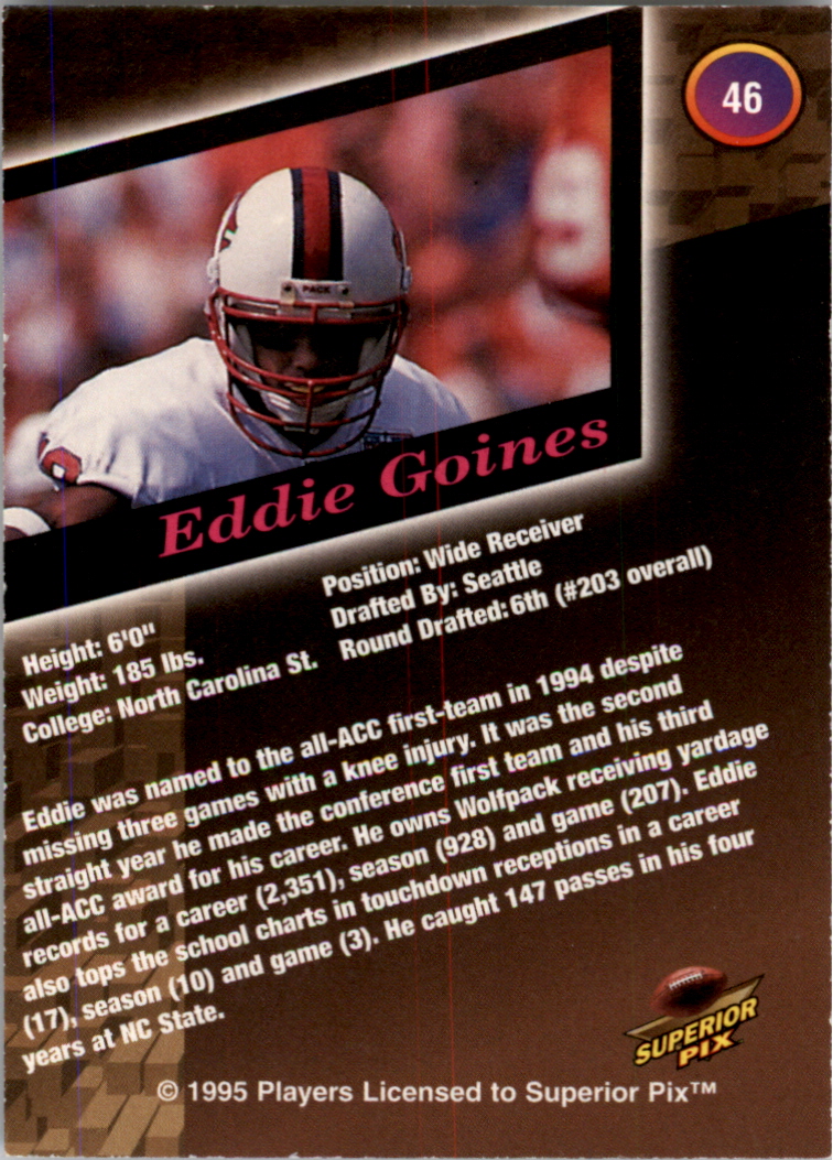 1995 Superior Pix Autographs #46 Eddie Goines/4000 back image