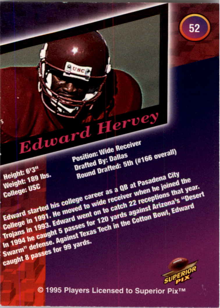 1995 Superior Pix Autographs #52 Ed Hervey/6500 back image