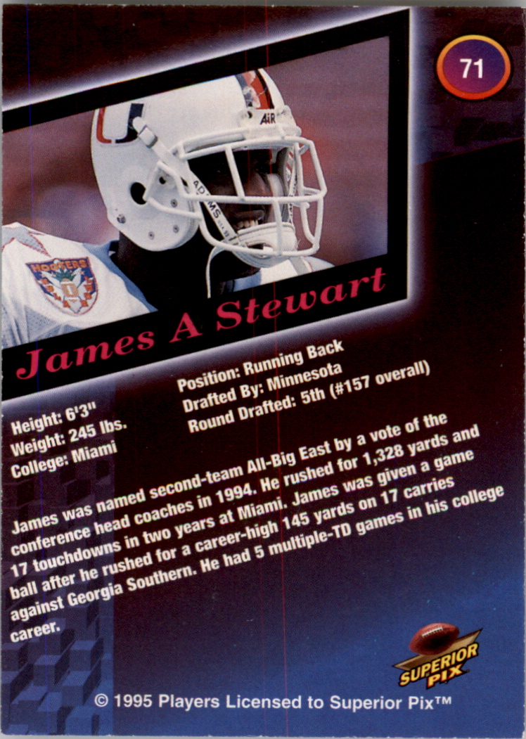 1995 Superior Pix Autographs #71 James A. Stewart/4000 back image