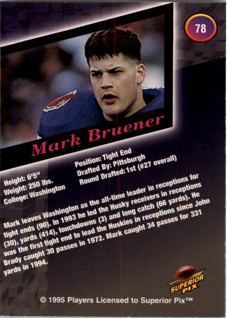1995 Superior Pix Autographs #78 Mark Bruener/4000 back image