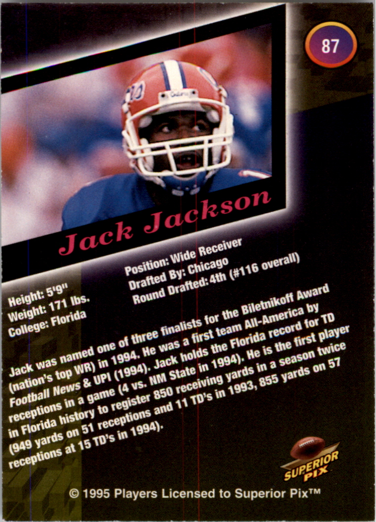1995 Superior Pix Autographs #87 Jack Jackson/5000 back image