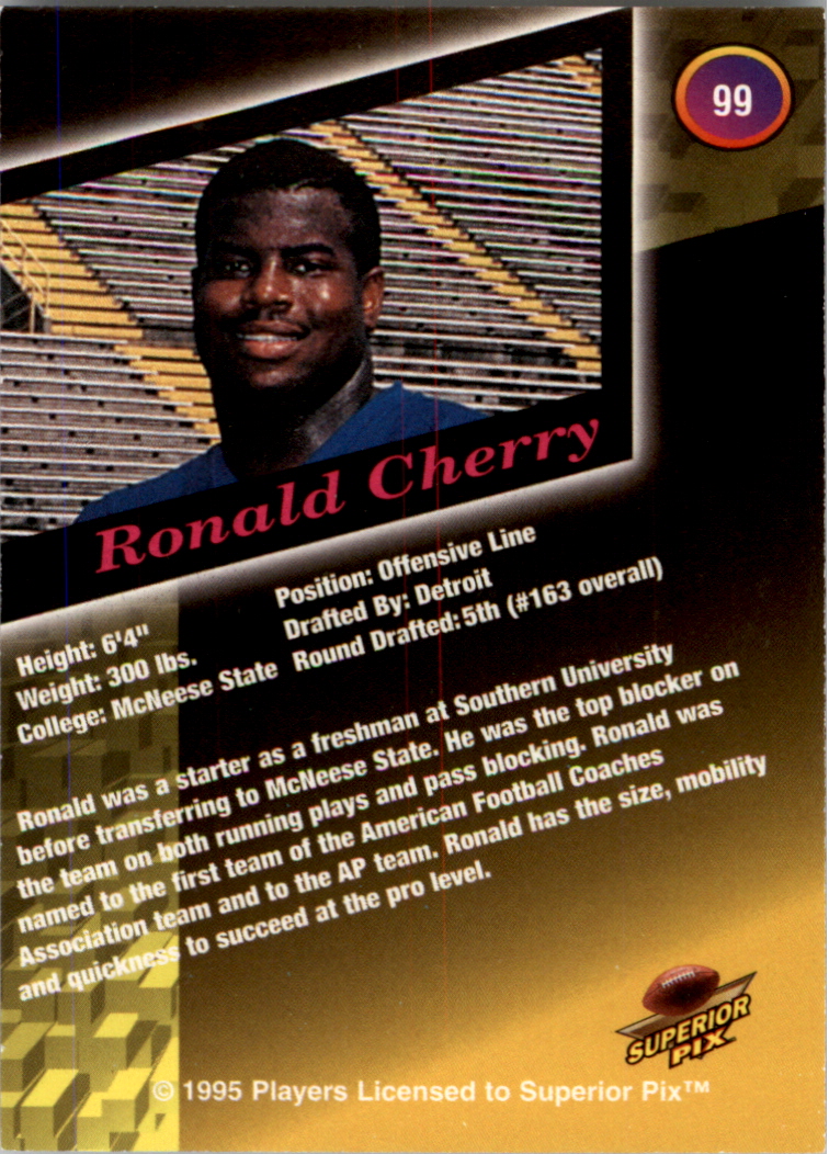 1995 Superior Pix Autographs #99 Ronald Cherry/6500 back image