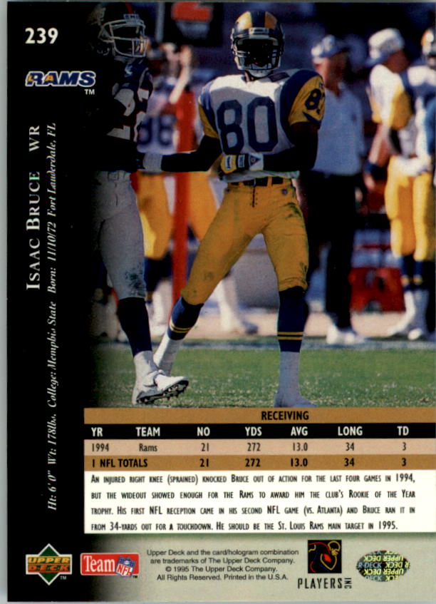 1995 Upper Deck Electric Gold #239 Isaac Bruce back image