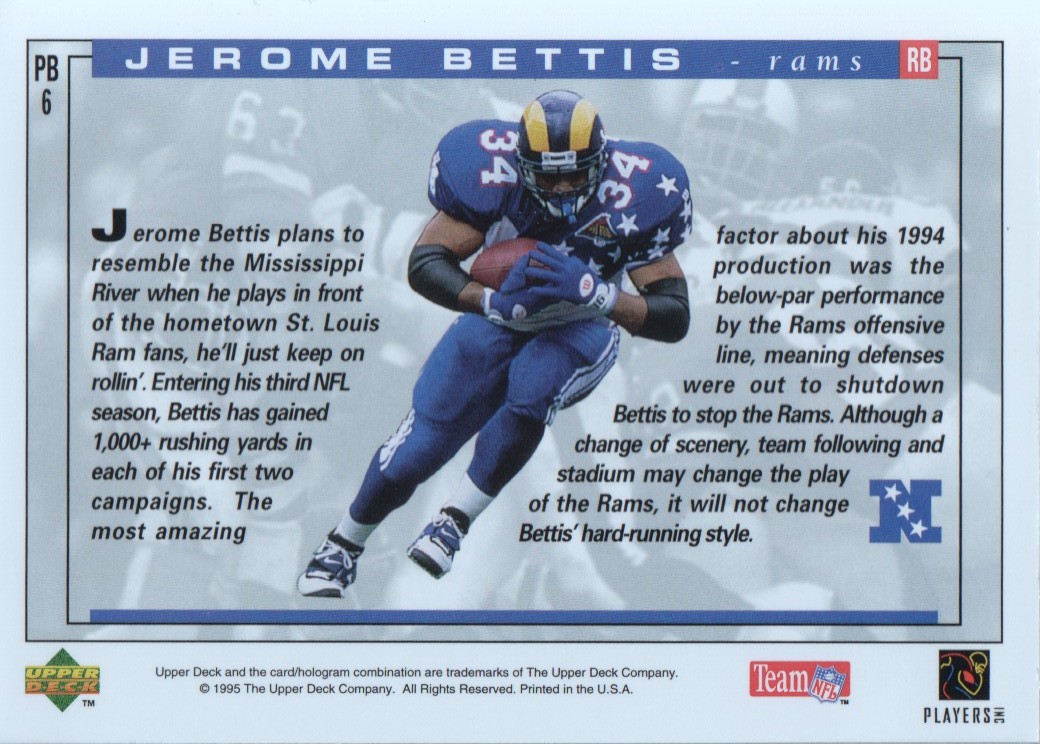 1995 Upper Deck Pro Bowl #PB6 Jerome Bettis - NM-MT