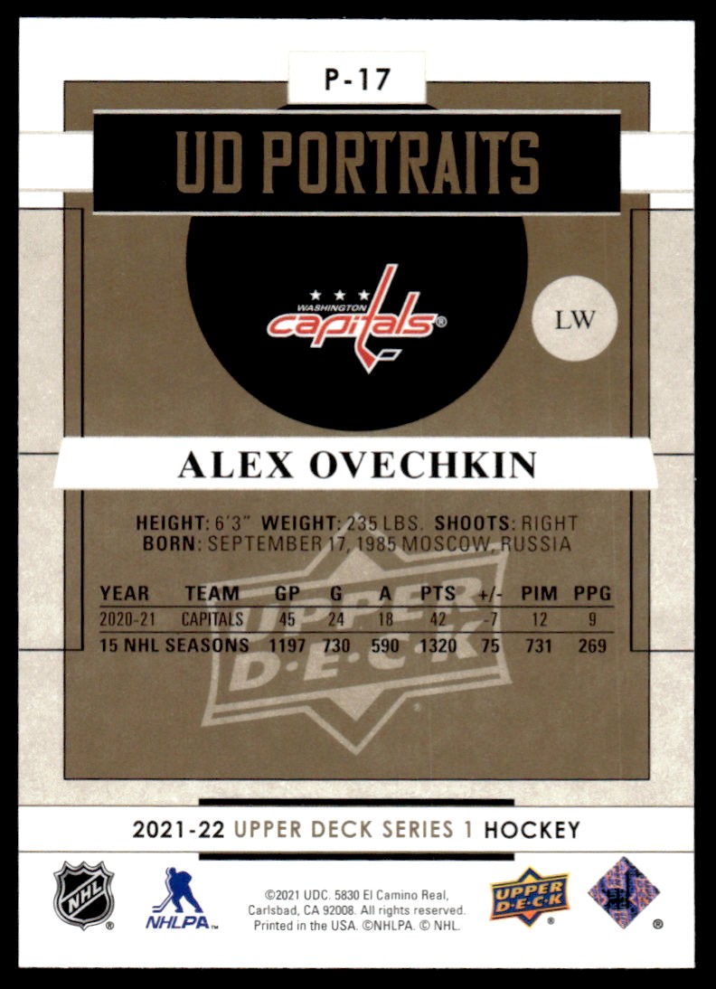 2021-22 Upper Deck Portraits #P17 Alex Ovechkin