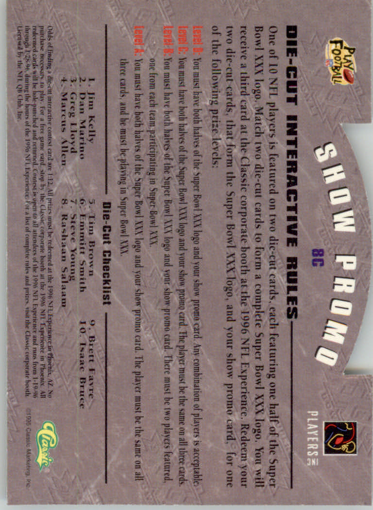1996 Classic NFL Experience Super Bowl Die Cut Promos #8C Rashaan Salaam back image