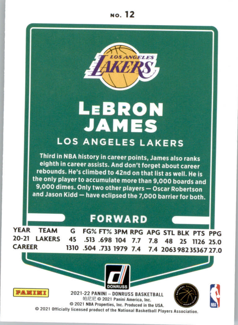 donruss 2021 lebron james