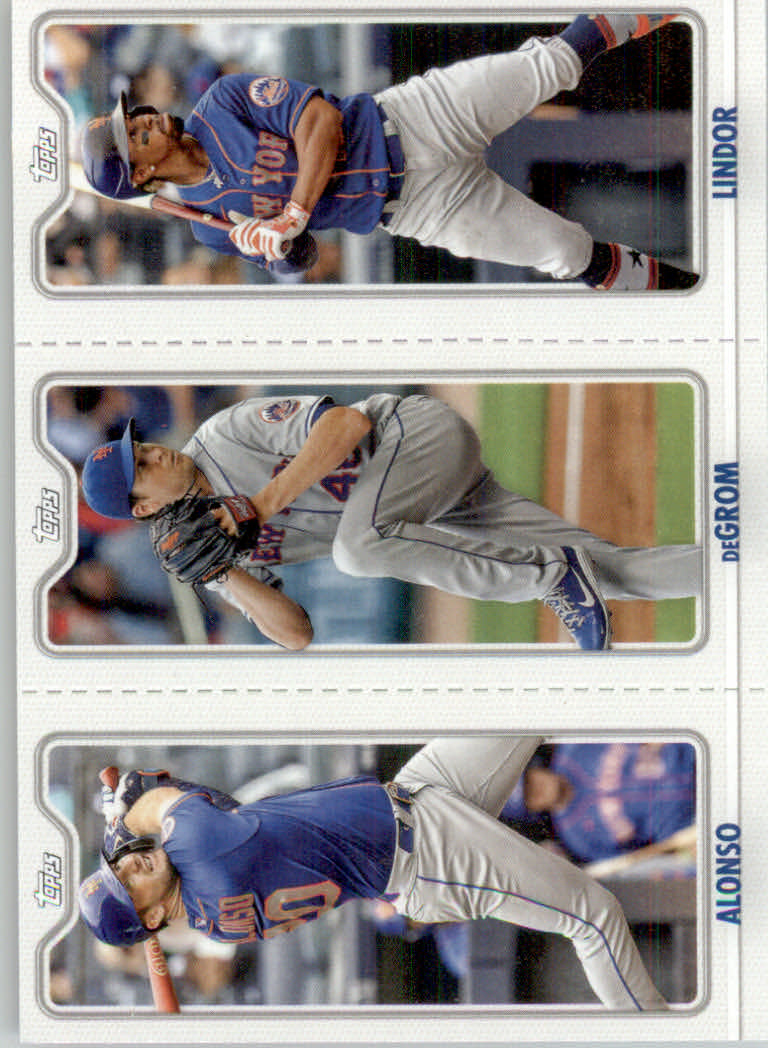 2022 Topps Opening Day Triple Play #TPC5 A Pete Alonso/B Jacob deGrom/C Francisco Lindor