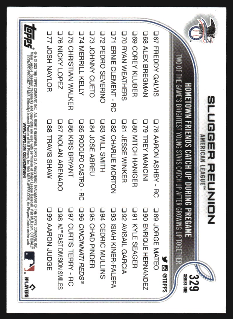 2022 Topps Gold Foil #329 Slugger Reunion/Wander Franco/Vladimir Guerrero Jr.
