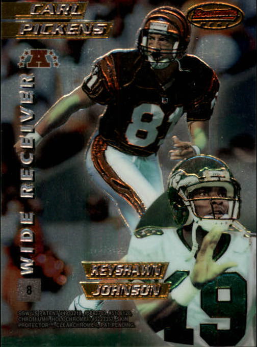 1996 Bowman's Best Mirror Images #8 Cris Carter/Curtis Conway/Carl Pickens/Keyshawn Johnson back image