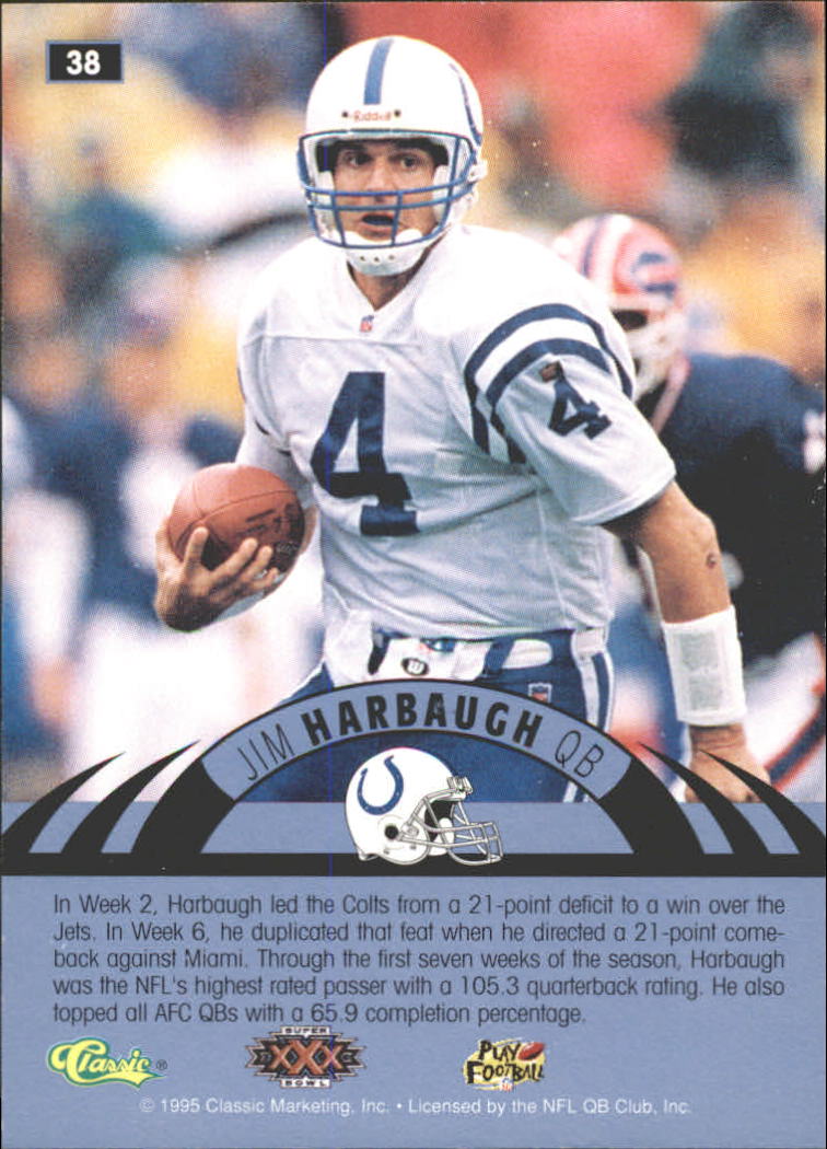1996 Classic NFL Experience Printer's Proofs #38 Jim Harbaugh back image