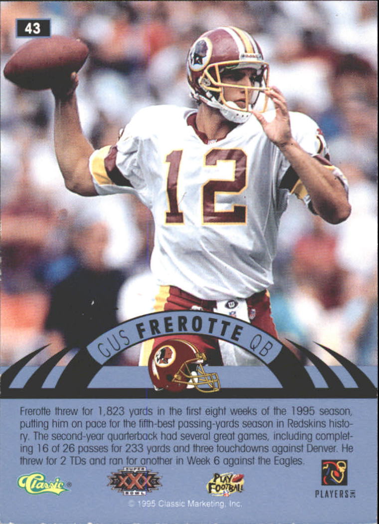 1996 Classic NFL Experience Printer's Proofs #43 Gus Frerotte back image