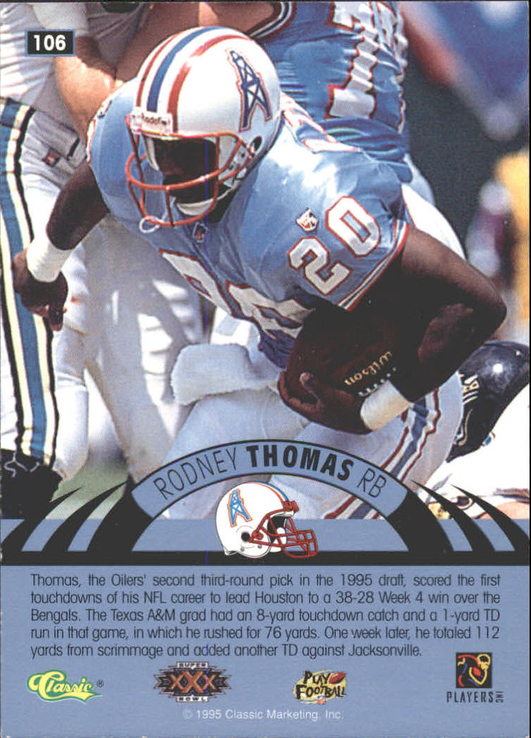 1996 Classic NFL Experience Printer's Proofs #106 Rodney Thomas back image