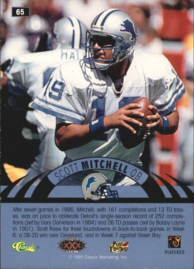 1996 Classic NFL Experience Super Bowl Red #65 Scott Mitchell back image