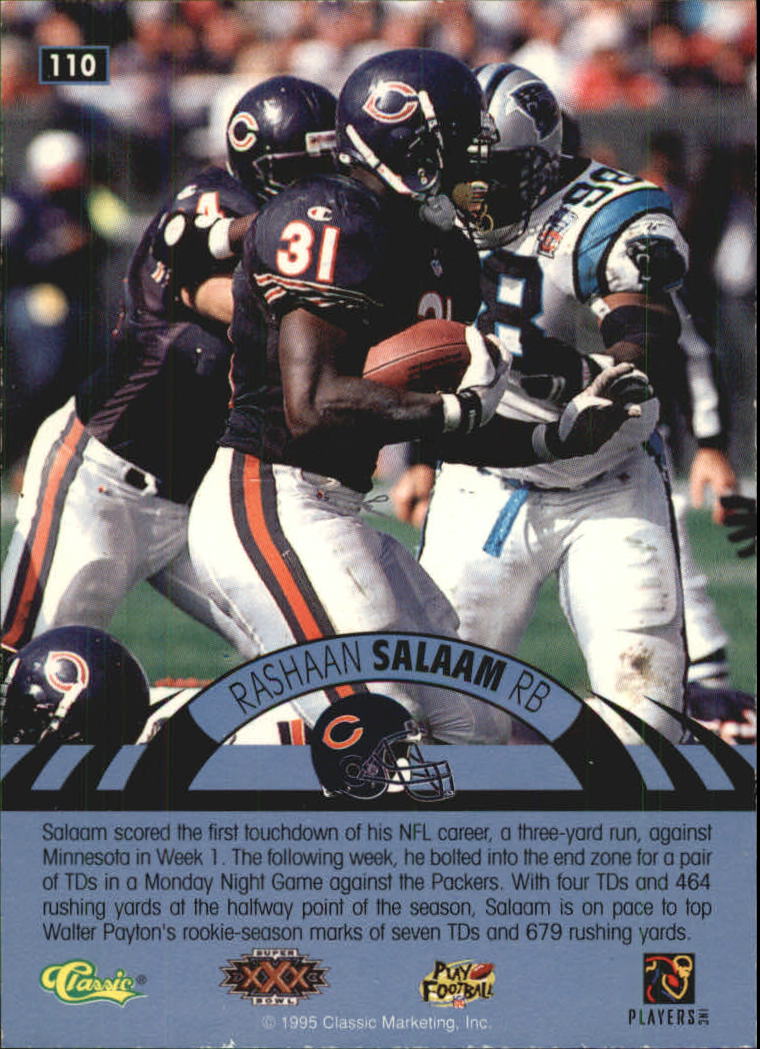 1996 Classic NFL Experience Super Bowl Red #110 Rashaan Salaam back image