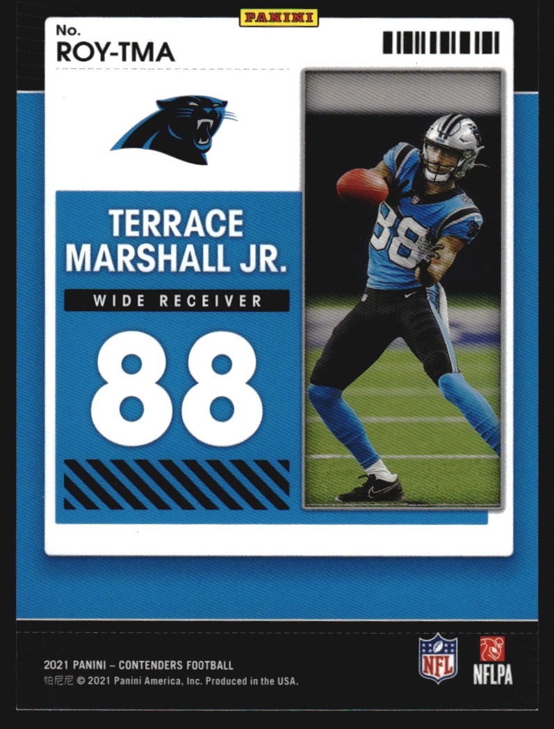 2021 Panini Contenders Rookie of the Year Contenders Gold #16 Terrace Marshall Jr.