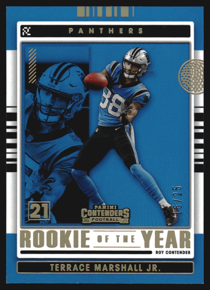 2021 Panini Contenders Rookie of the Year Contenders Gold #16 Terrace Marshall Jr.