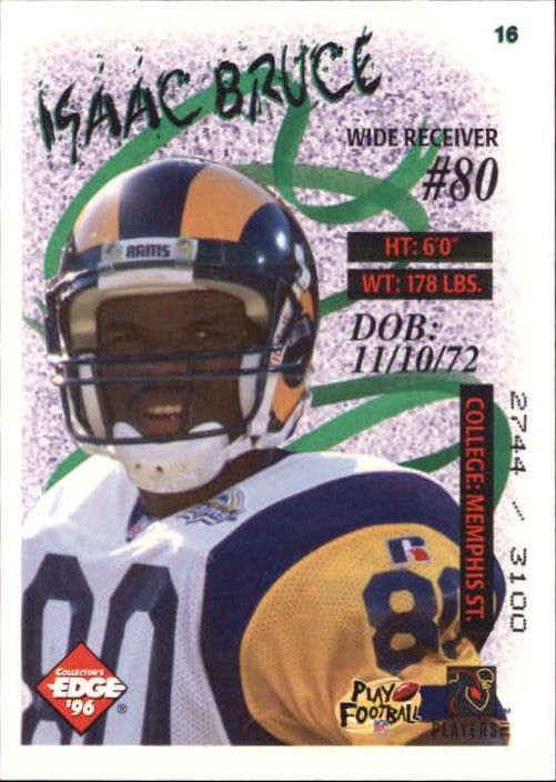 1996 Collector's Edge Big Easy Gold Foil #16 Isaac Bruce back image