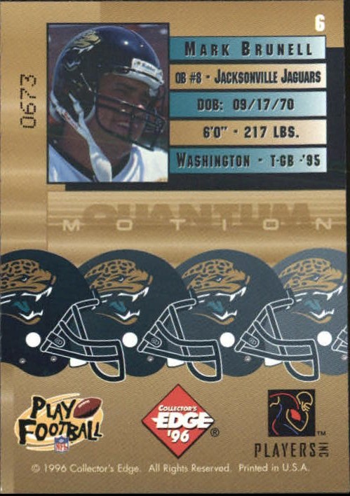 1996 Collector's Edge Quantum Motion #6 Mark Brunell back image