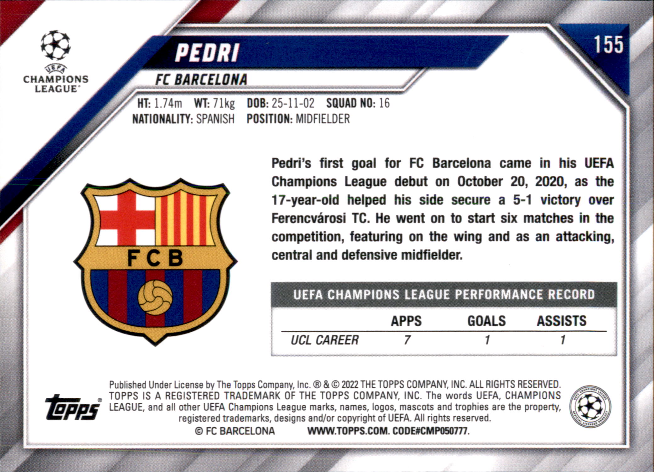 その他 pedri rc 2021 psa10 2021-22 Topps UEFA Champions League Pedri FUTURE STARS #FS