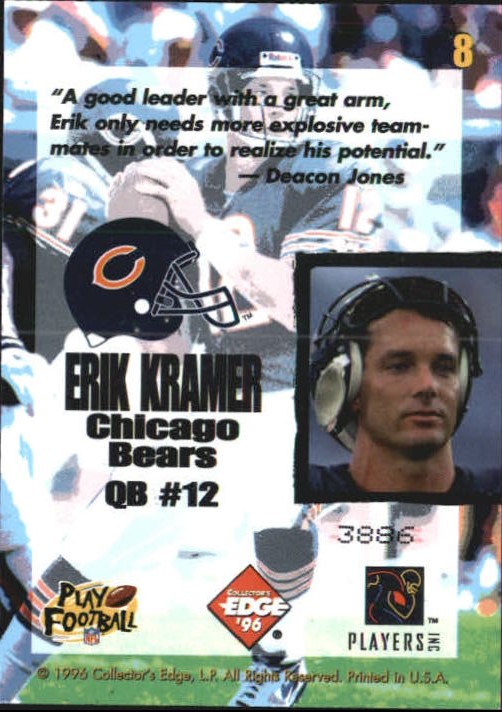1996 Collector's Edge Ripped #8 Erik Kramer back image