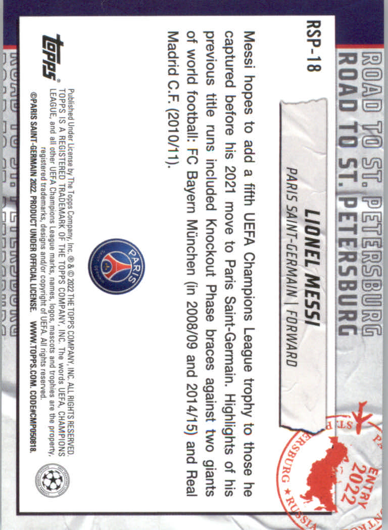 2021/2022 Topps UEFA Champions League Soccer "Road to St. Petersburg" Inserts