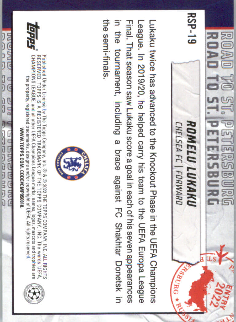 2021/2022 Topps UEFA Champions League Soccer "Road to St. Petersburg" Inserts