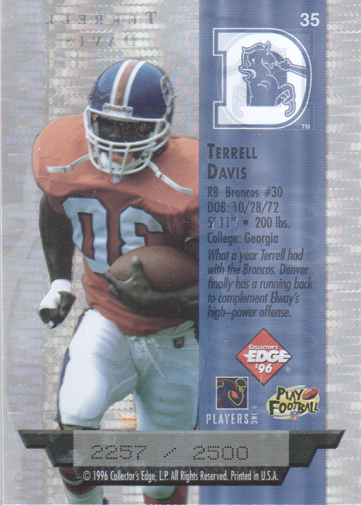 1996 CE President's Reserve Air Force One #35 Terrell Davis back image