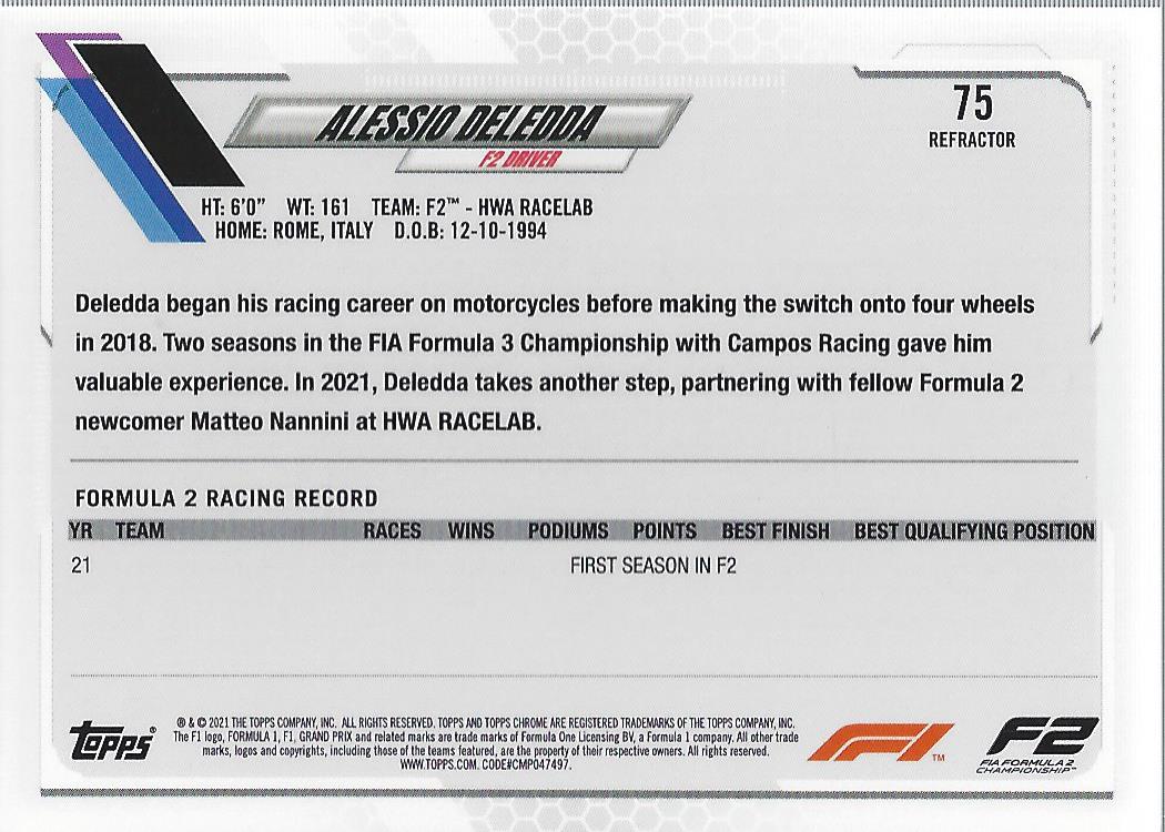 2021 Topps Chrome Formula 1 Refractors Racing Card Pick (Inserts) - Picture 51 of 111