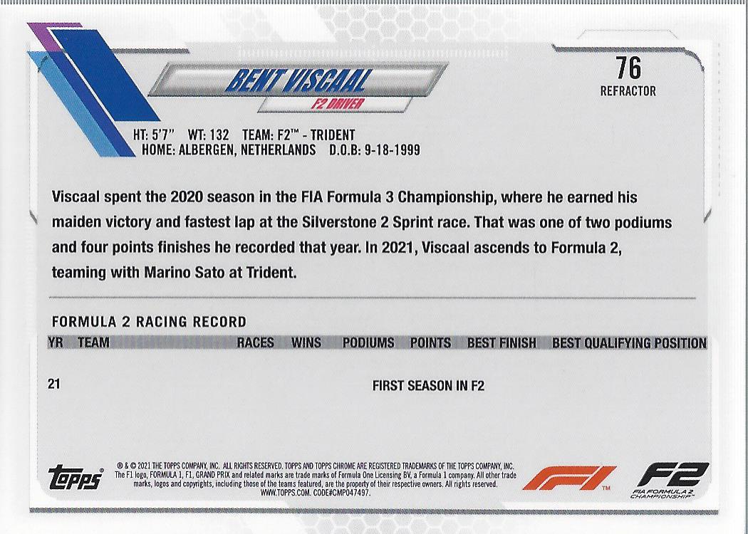 2021 Topps Chrome Formula 1 Refractors Racing Card Pick (Inserts) - Picture 53 of 111