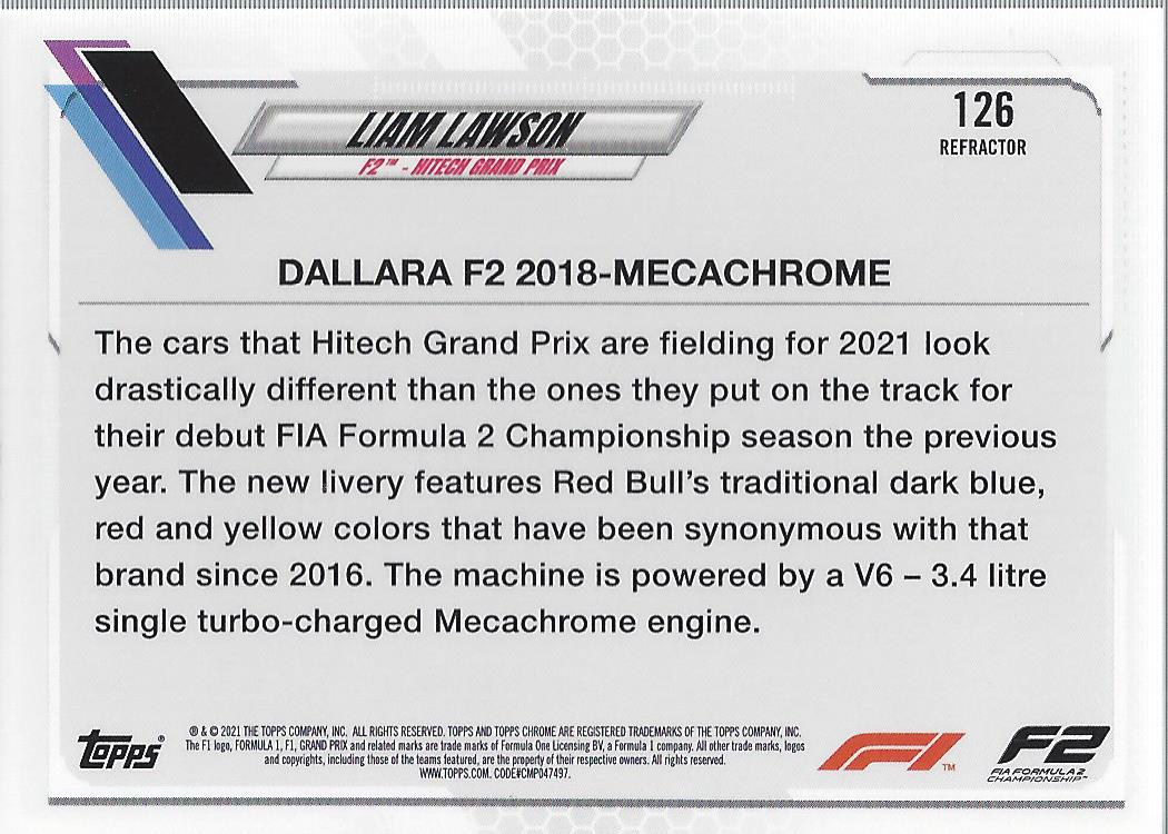 2021 Topps Chrome Formula 1 Refractors Racing Card Pick (Inserts) - Picture 95 of 111
