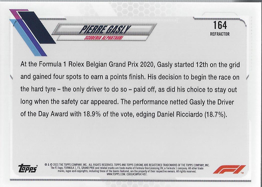 2021 Topps Chrome Formula 1 Refractors Racing Card Pick (Inserts) - Picture 107 of 111