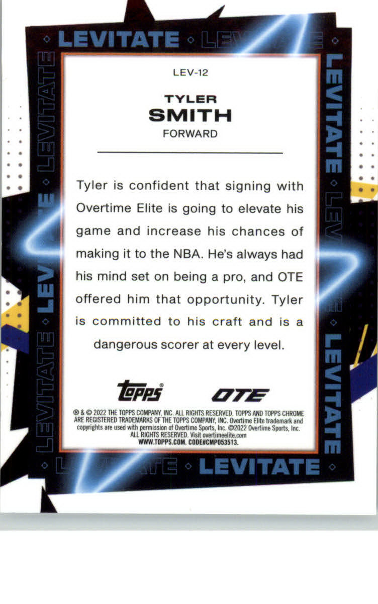 2021-22 Topps Chrome Overtime Elite Levitate #LEV12 Tyler Smith back image